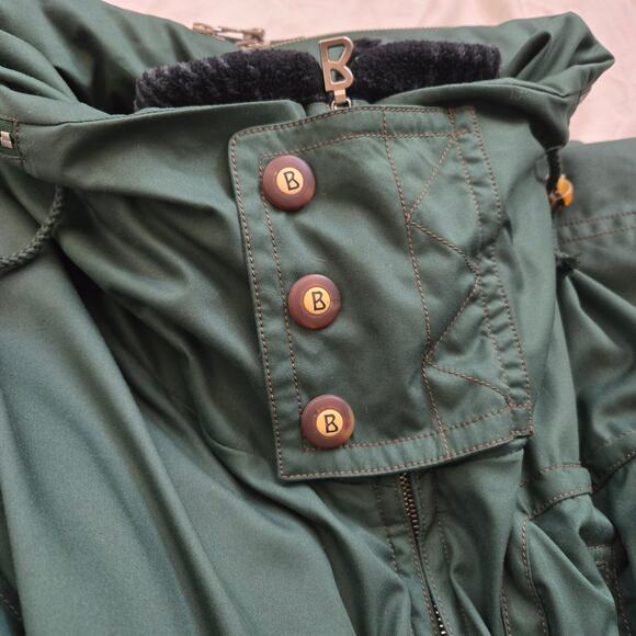 Vintage Bogner Sports One Piece Ski Suit Size 42 Green Black Hidden Hood Belted - Picture 12 of 16